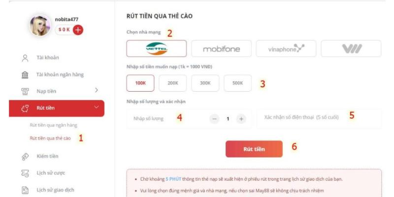 Rút tiền nhà cái ee88 bằng thẻ cào điện thoại